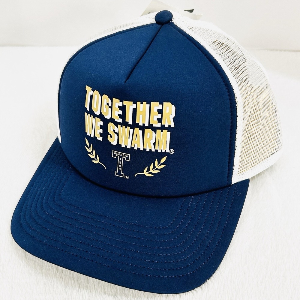 Georgia‎ Tech Yellow Jackets Adidas We Swarm Foam Trucker Hat Cap Snapback NCAA